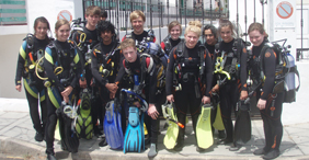 accommodation for pupils and teachers on a school dive trip